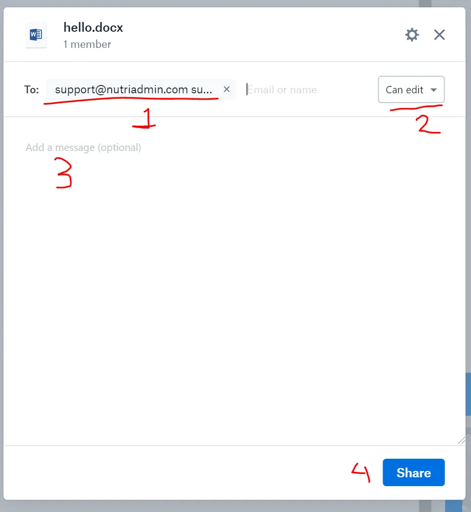 How to share a file with a client | Nutriadmin Docs